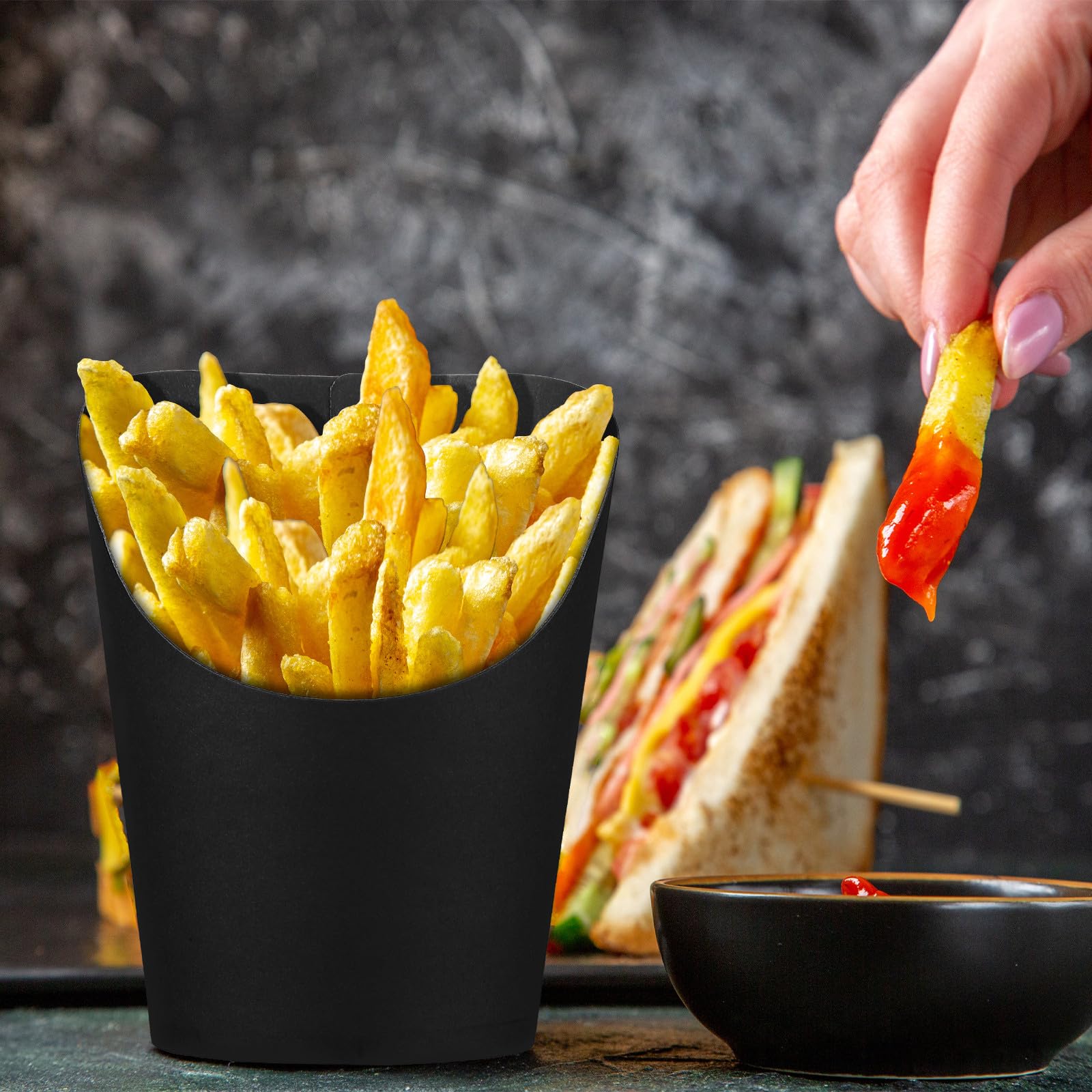 Angoily 100pezzi Contenitori di Carta per Patatine Fritte Bicchieri per Antipasti Usa e Getta Contenitori per Snack per Dolcetti e Cibo Fritto Confezione
