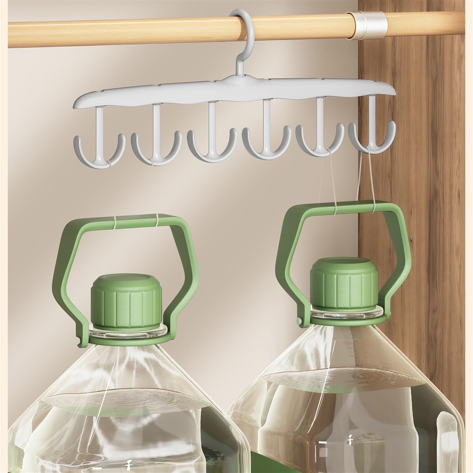Schalhalter Kleiderbügel mit 12 Haken, multifunktional, drehbar, Wäscheständer, Neckholder, Weste und Hut-Aufbewahrungsregal Gürtelhalter(Light Brown)