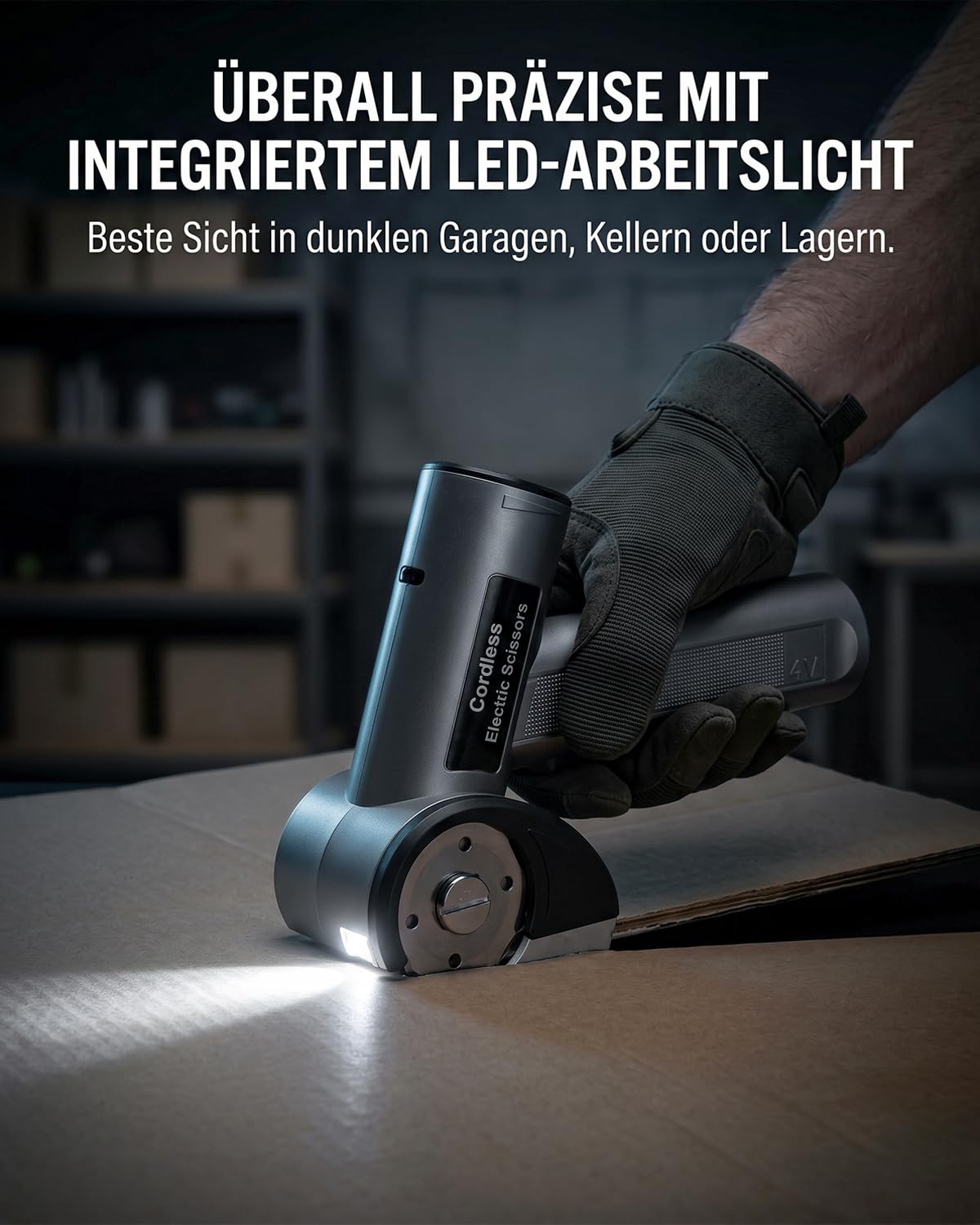 Hoofun Elektrischer Kartonschneider, 5 Geschwindigkeitsstufen 240RMP, 4V 2000mAh Akku Elektrische Schere für Karton, Teppich, Leder, PVC, Stoff Kabellose Akkuschere mit LED-Anzeige