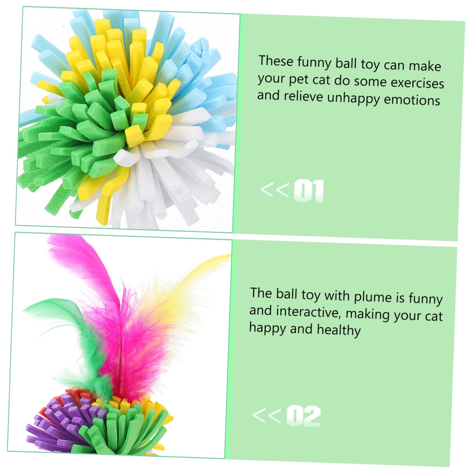 BESPORTBLE Lot de 2 Jouets Interactifs pour Chat Colorées pour Divertissement des Animaux de Compagnie 4 Pièces