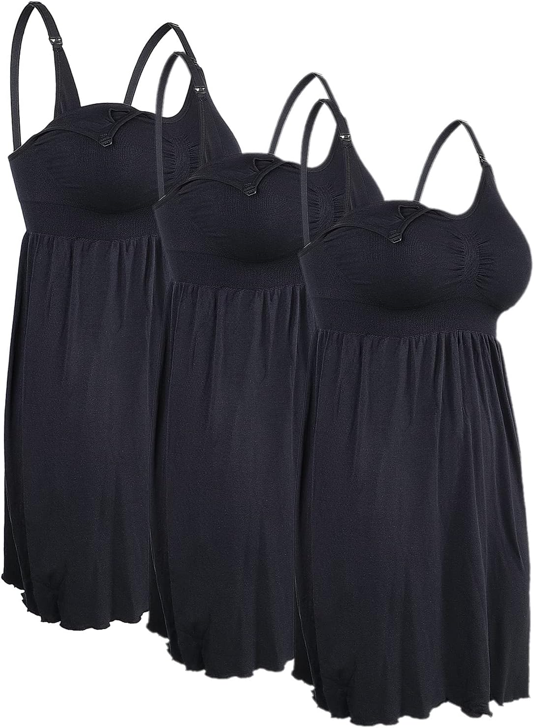 iloveSIA3PCS Women's Maternity Breastfeeding Dress Nursing Nightgown