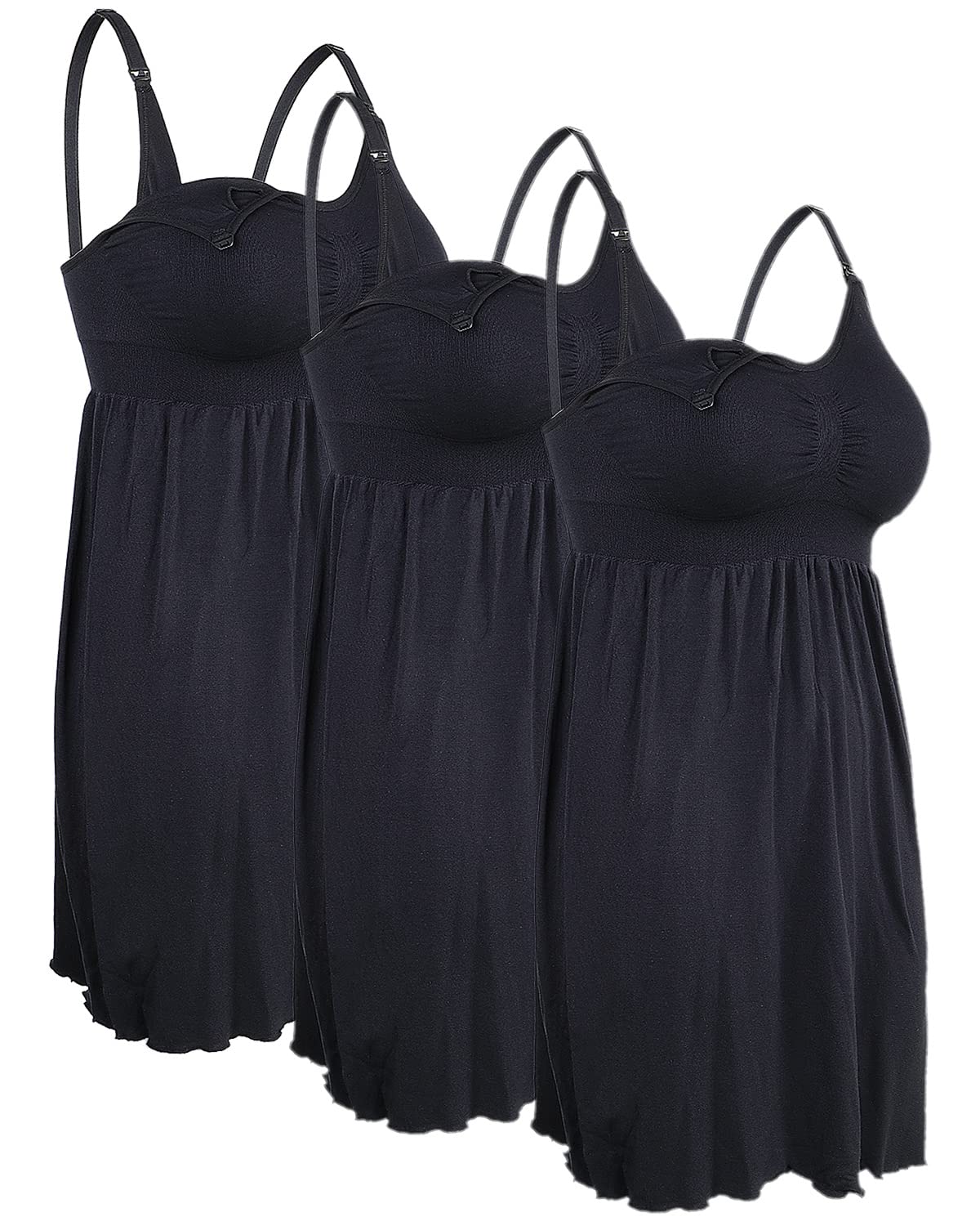 iloveSIA3PCS Women's Maternity Breastfeeding Dress Nursing Nightgown