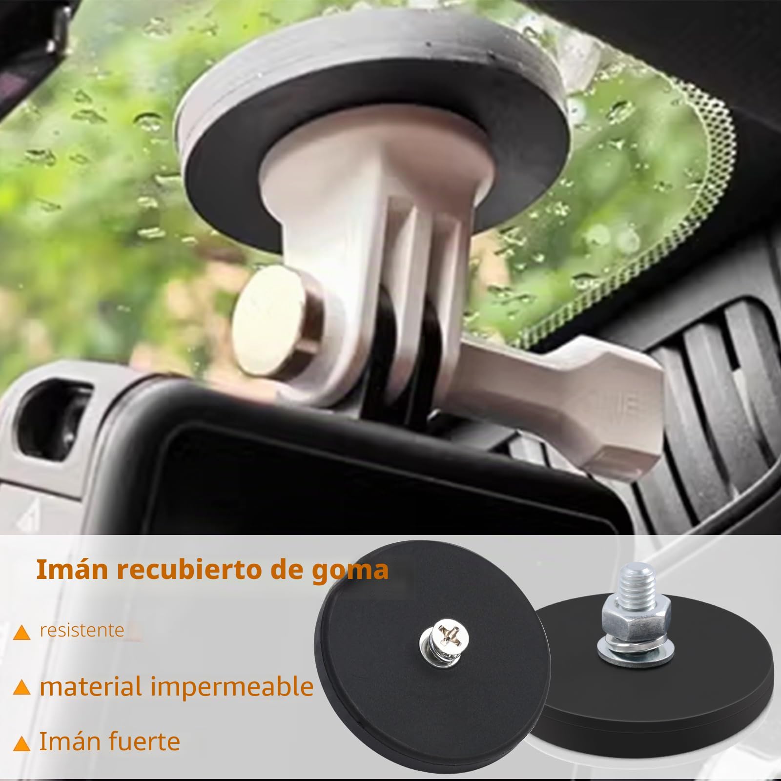 4 imanes de neodimio engomados, fuertes imanes de goma antideslizantes, 45 kg, 88 mm de diámetro, con rosca interior M4, base de montaje magnética para tiras de luz, imanes redondos de goma con rosca