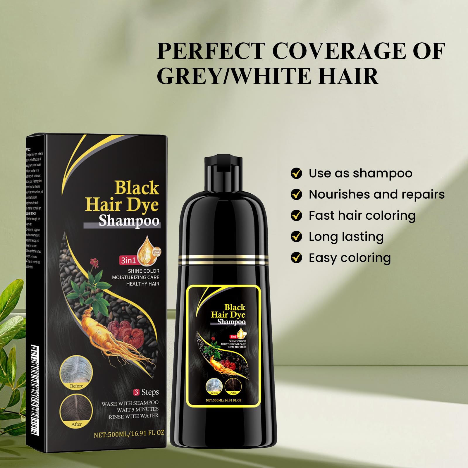 Amazon.com: jaysuing Champú de tinte para el cabello 3 en 1, 16.91