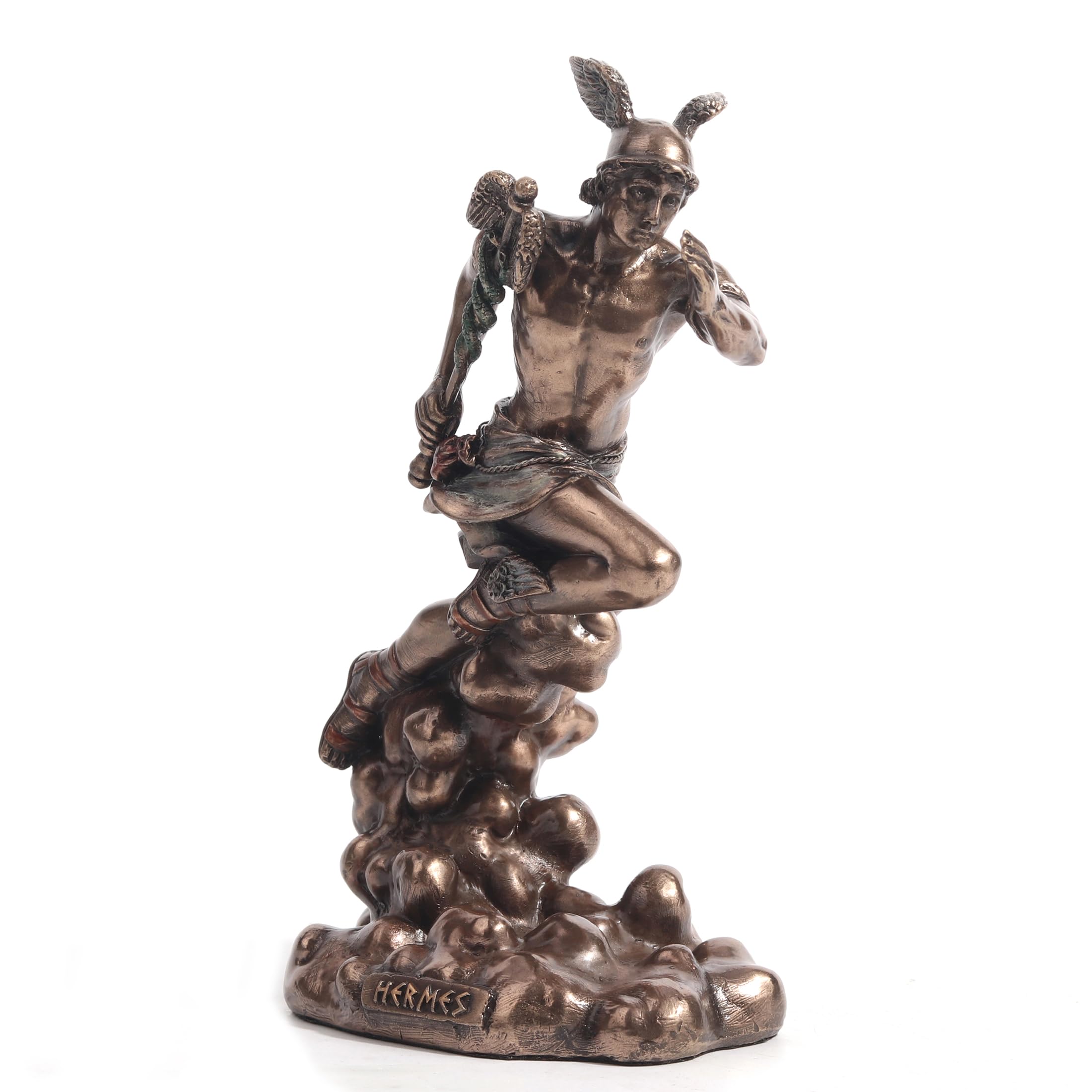 Veronese Design Figura de escultura de resina fundida en bronce con acabado de bronce del Heraldo griego Hermes de los dioses de 6 1/8 pulgadas