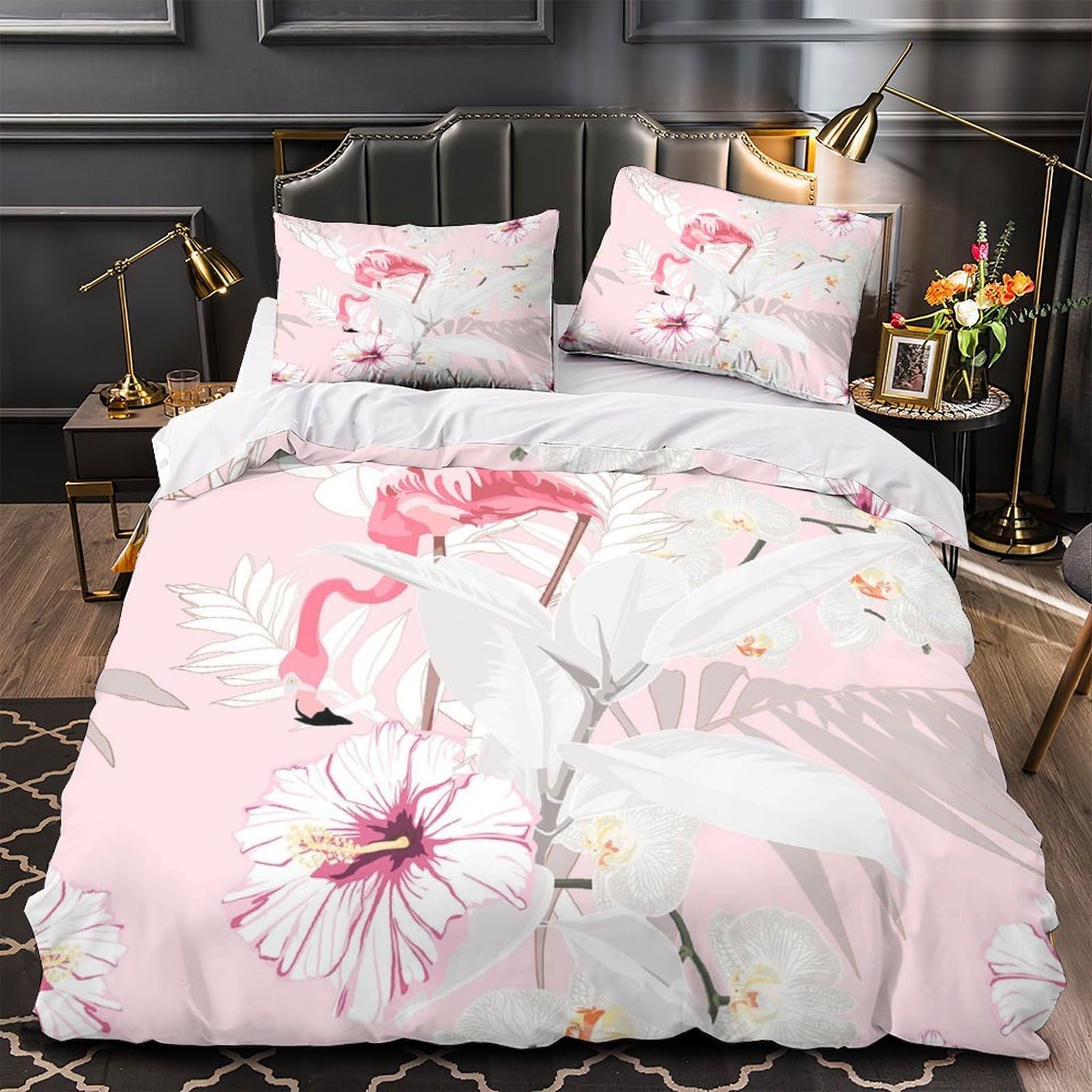 Housse de couette botanique tropicale pour créer une ambiance déco de chambre couple