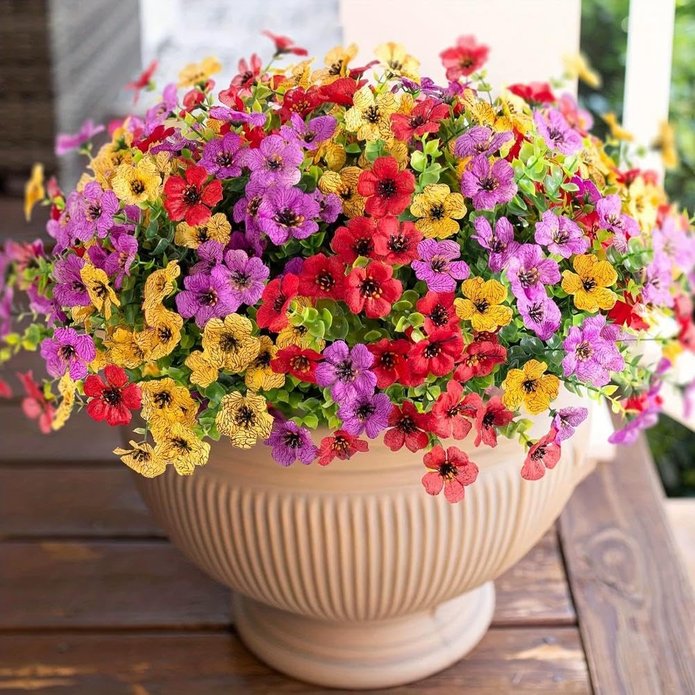 2Pack Artificial Petunias Flowers for Outdoors, 22inch Fake Bushes with Ground Stake Spring Decoration, UV Resistant Faux Summer Plants, Artificial Boxwood Topiary Ball Trees for Garden - 4