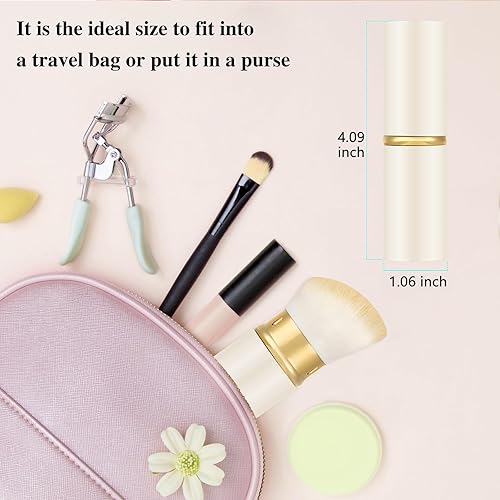 Miniatura 5 de Falliny Brocha de maquillaje retráctil Kabuki, brocha de viaje para rubor, protector solar, bronceador, pulido, corrector, resaltador, cosméticos en