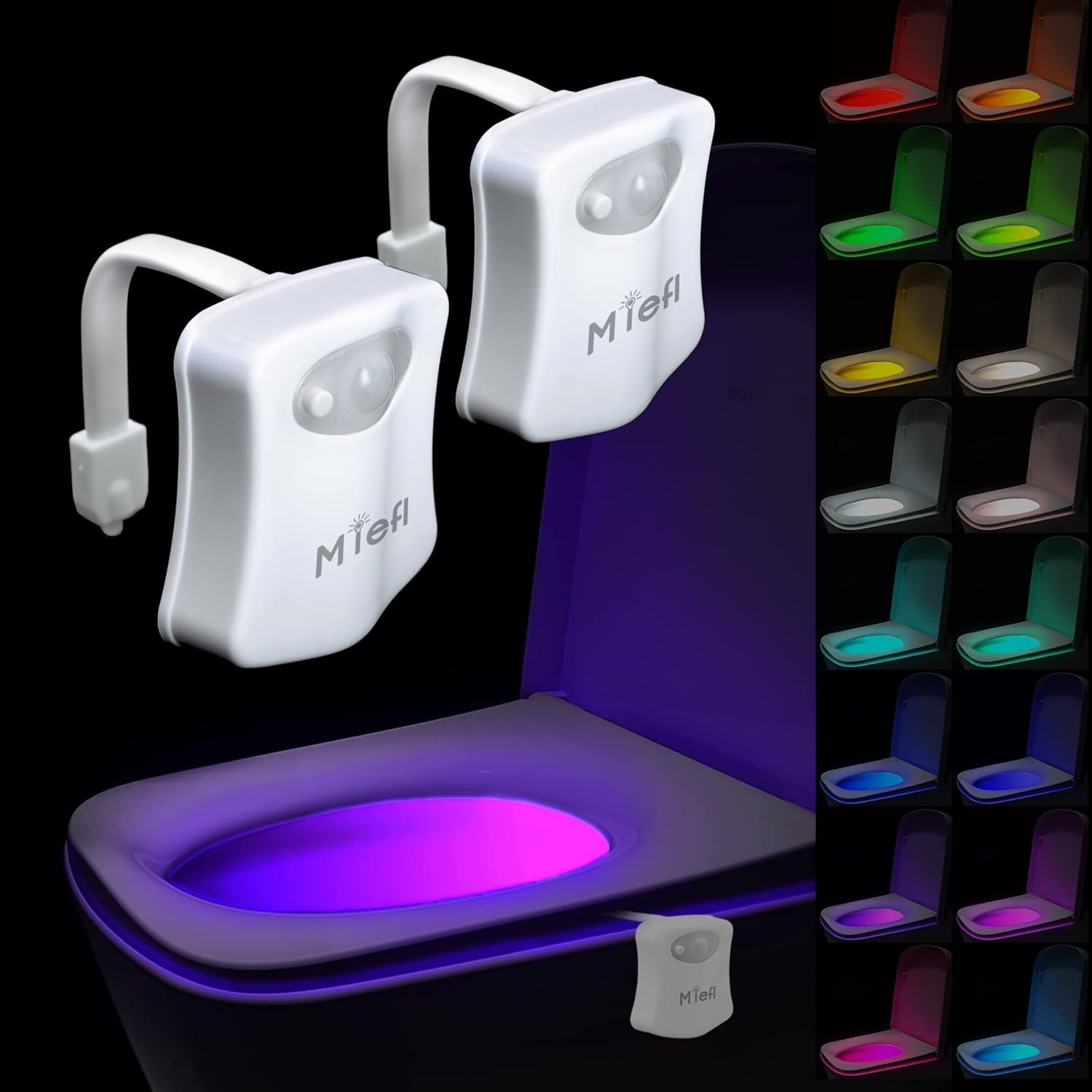 Toilet Light Motion Sensor 16 Colors Changing (2 Pack)