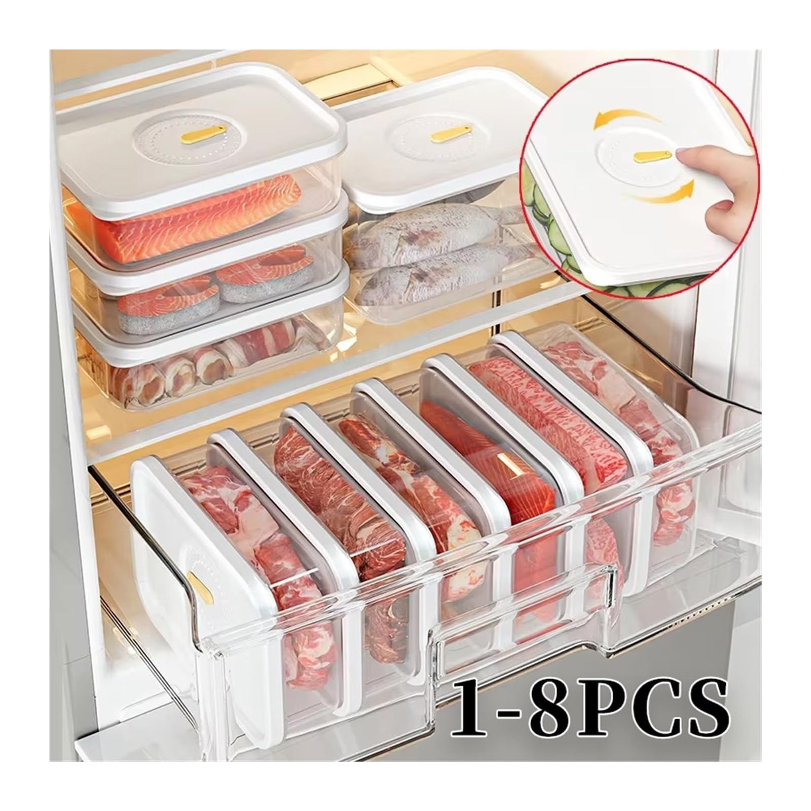 Generico Scatola trasparente for alimenti ermetica | Custodia ermetica for la disposizione di salumi e specialità gastronomiche nella cucina di casa(M-4PCS)