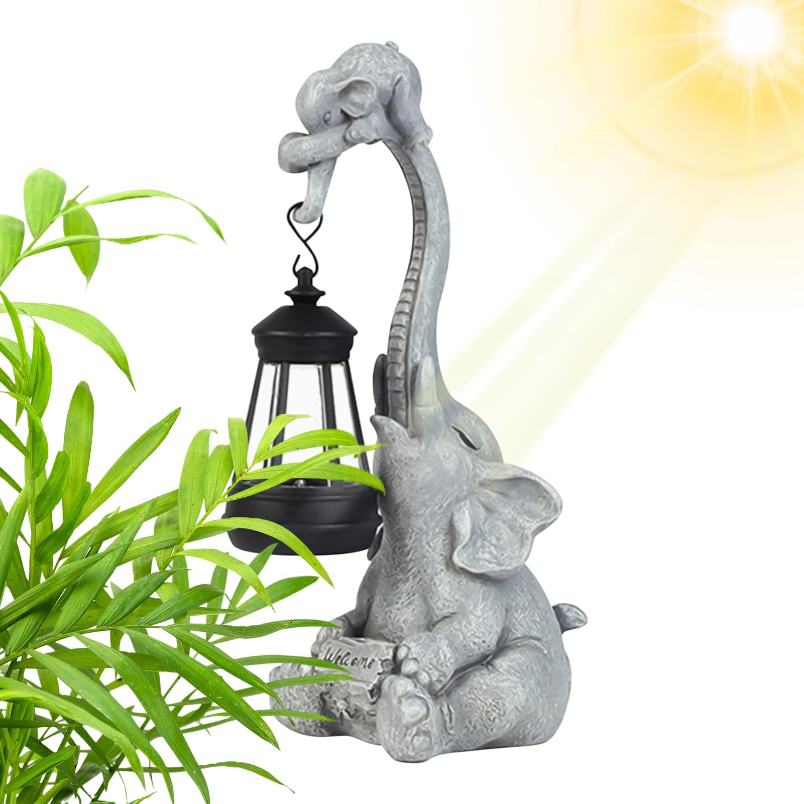 Ornements d'éléphant solaires pour éclairer un jardin sombre sans câble ni travaux