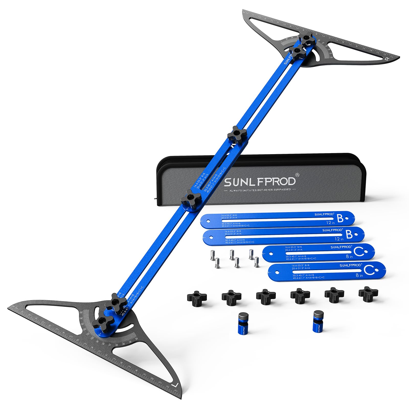 SUNLFPROD Stair Tread Template Tool - Dual Solid Nut Locking Stair Tread Tool Jig, Stair Measuring Tool Jig, Stair Step Scribe Tool, Stair Template,