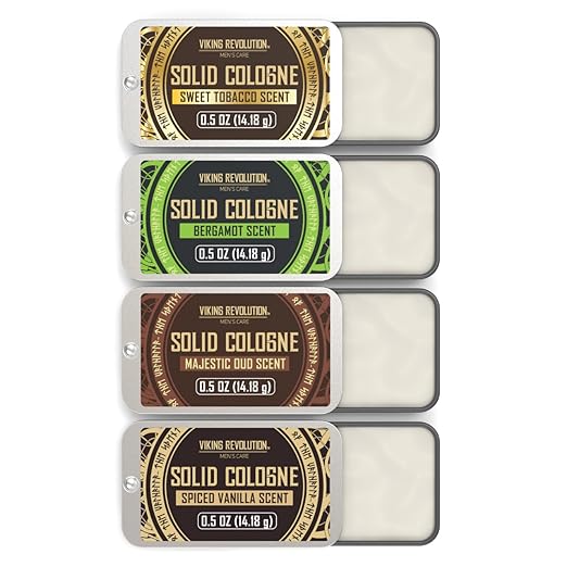 Viking Revolution 4 Pack Mens Colognes - 0.5 Oz Solid Perfume with Spiced Vanilla, Sweet Tobacco, Majestic Oud, Bergamot - Travel Wax Balm Cologne