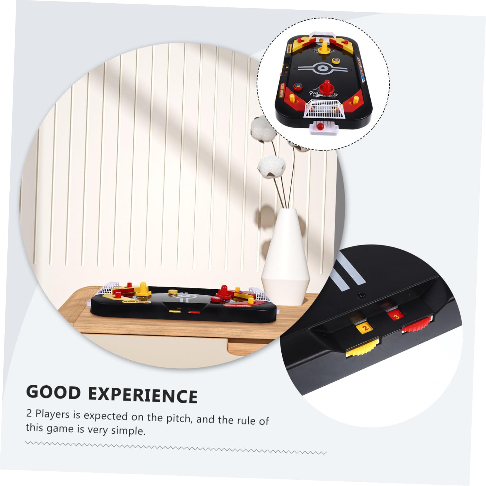 SUPVOX Jeu de Hockey sur Glace de Table Éducatif Mini Compétition 2 Joueurs Plastique Noir