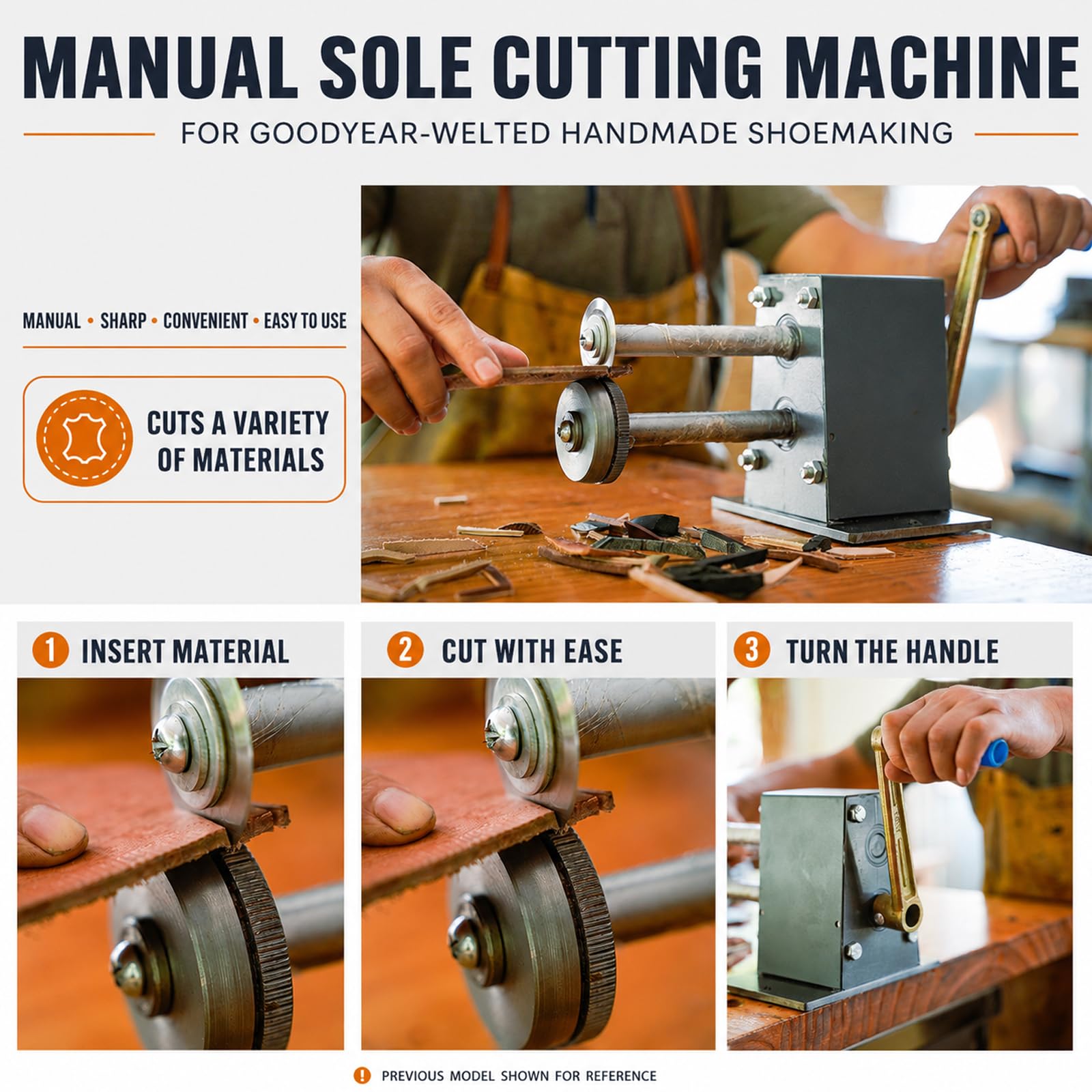 Coupe-Cuir Manuel, Machine Coupe-Semelles avec Lame 5,5 cm, Corps en Acier