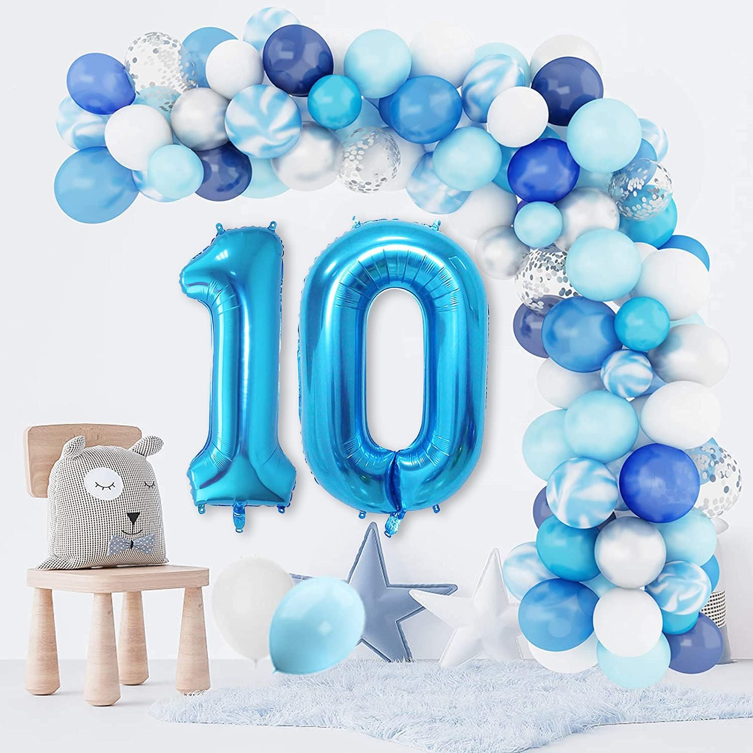 Unisun 40inch Number Balloon, Blue Helium Foil Balloon 0 1 2 3 4 5 6 7 8 9 Big Numbers Balloons, Age Balloons Birthday Party - Image 5