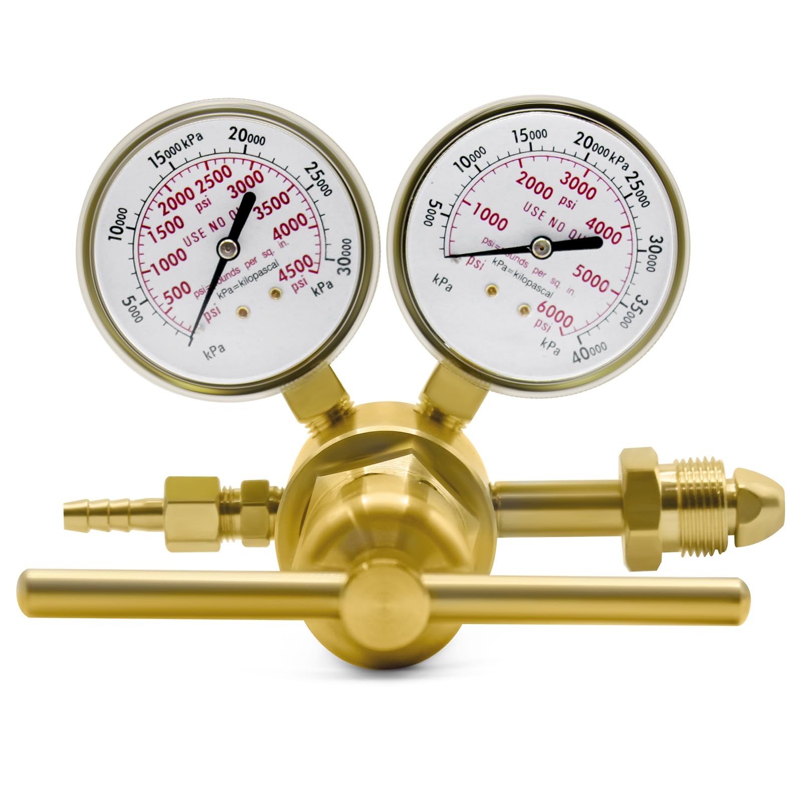 High Pressure Nitrogen Regulator, High Pressure Piston Regulator for Inert Gases, Single Stage Outlet Pressure 0-4500 PSI, 2.5 Inch Nitrogen Gauges CGA-580, High Capacity Regulator