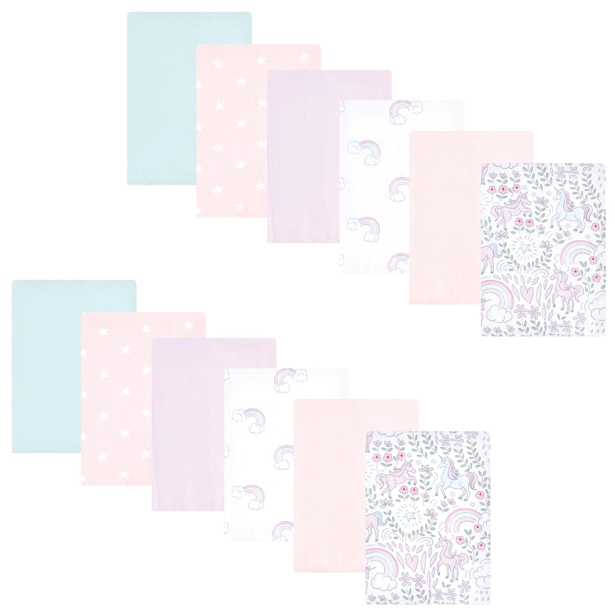 Hudson Baby Unisex Baby Flannel Burp Cloth 12pk, Dreamy Unicorn, One Size