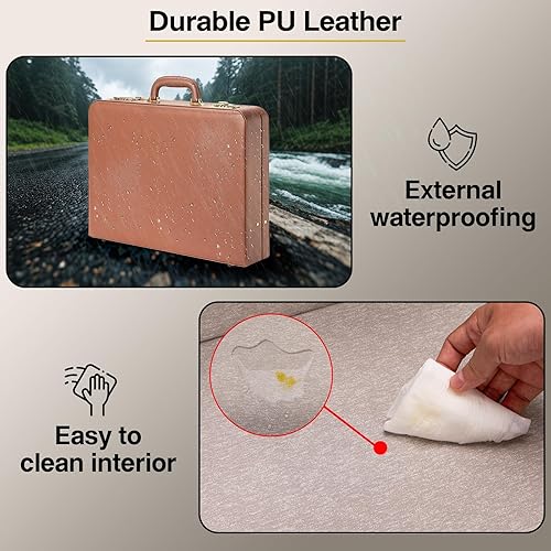 Miniatura 5 de Maletines para hombres, maletín antirrobo de doble bloqueo con compartimento para laptop de 16 pulgadas, piel sintética impermeable, maletines para