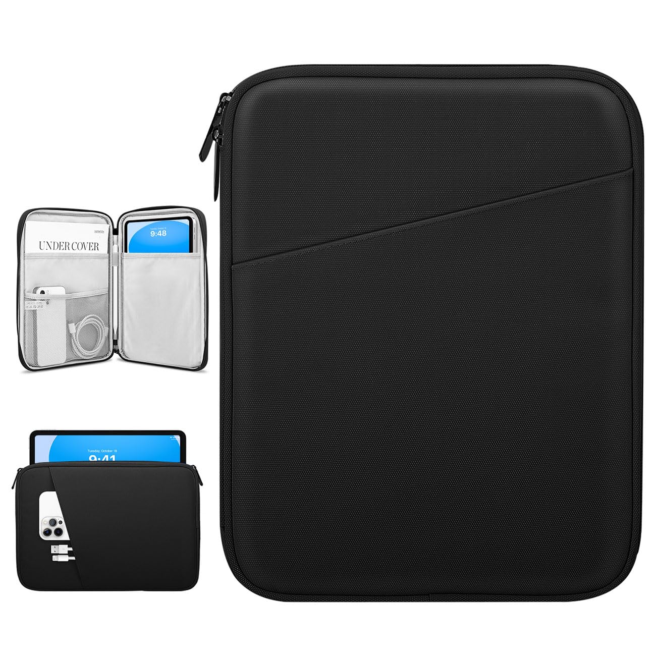 Dadanism 9-11 Inch Tablet Sleeve Bag Carrying Case for iPad (A16) 11th Gen 11", iPad 10th Gen 10.9" Air 5/4, i-Pad Air/Pro 11", i-Pad 9/8/7th, Galaxy Tab A9+ Plus 11", reMarkable 2 10.3", Black