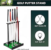 Vista 4 de Soporte para palo de golf para 9 palos y 7 bolas, estante de palos de golf de madera maciza, organizador de palos de golf, soporte para palos
