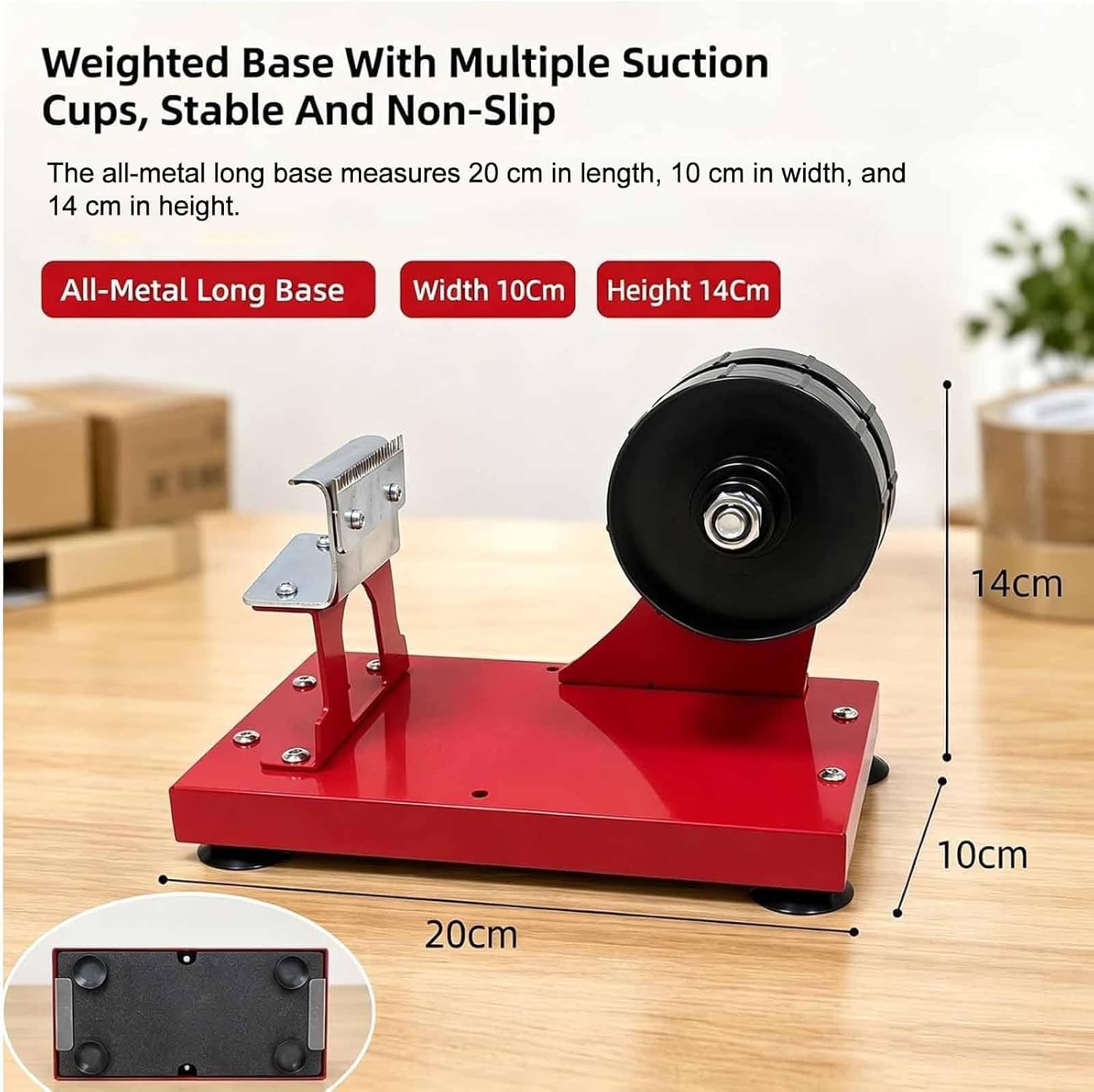 Dispenser Da Tavolo Per Nastro Adesivo Per Impieghi Gravosi, Dispenser A Doppio Rullo, Con Base A Ventosa, Larghezza Massima 60 Mm, Taglio Fluido, Per Spedizioni Da Magazzino, Sigillatura Di
