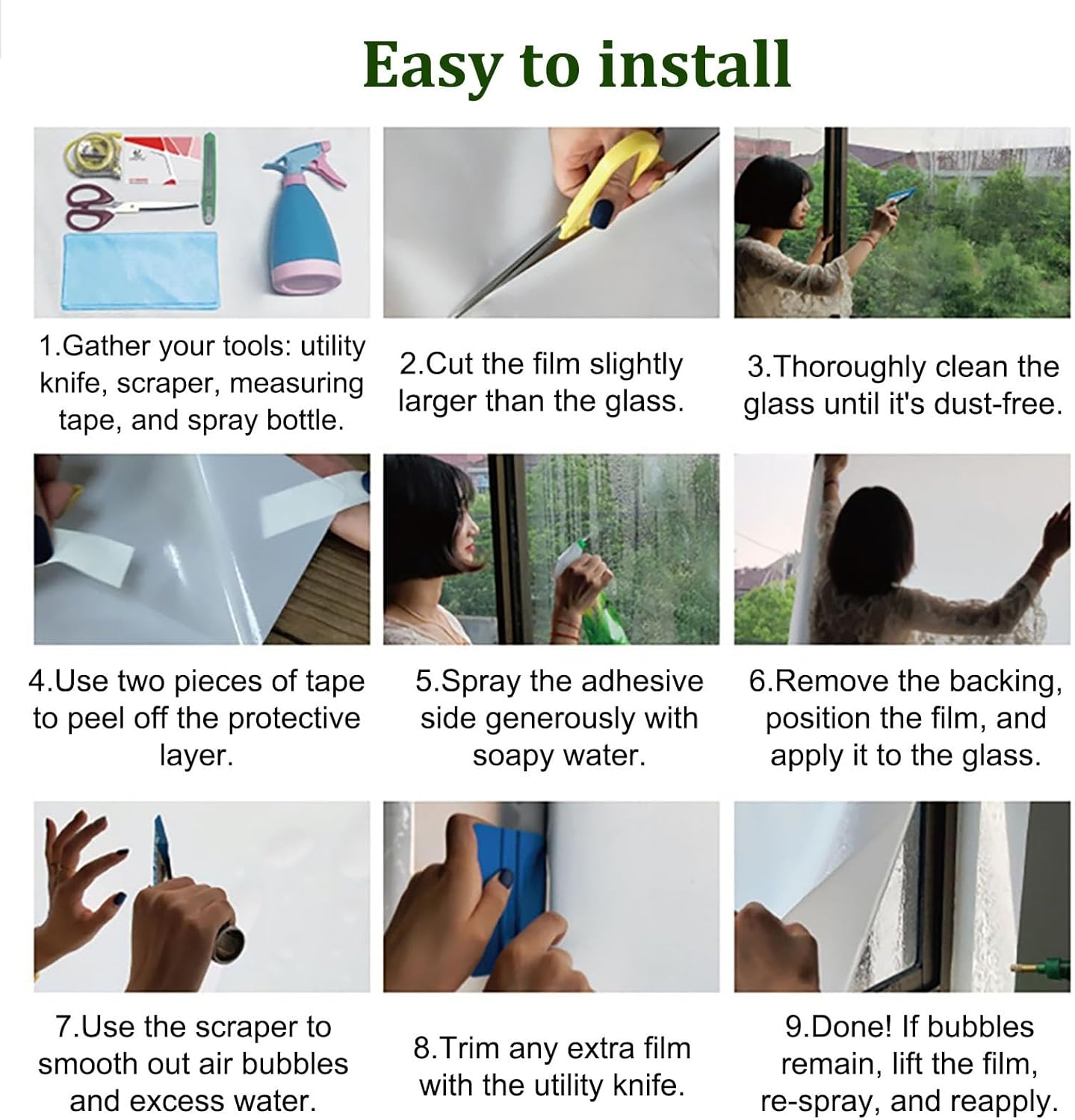 窓用フィルム アパートのプライバシー保護用窓フィルム、 白い水玉模様のグラデーションすりガラスステッカー、 剥がして貼れる家庭用ドア