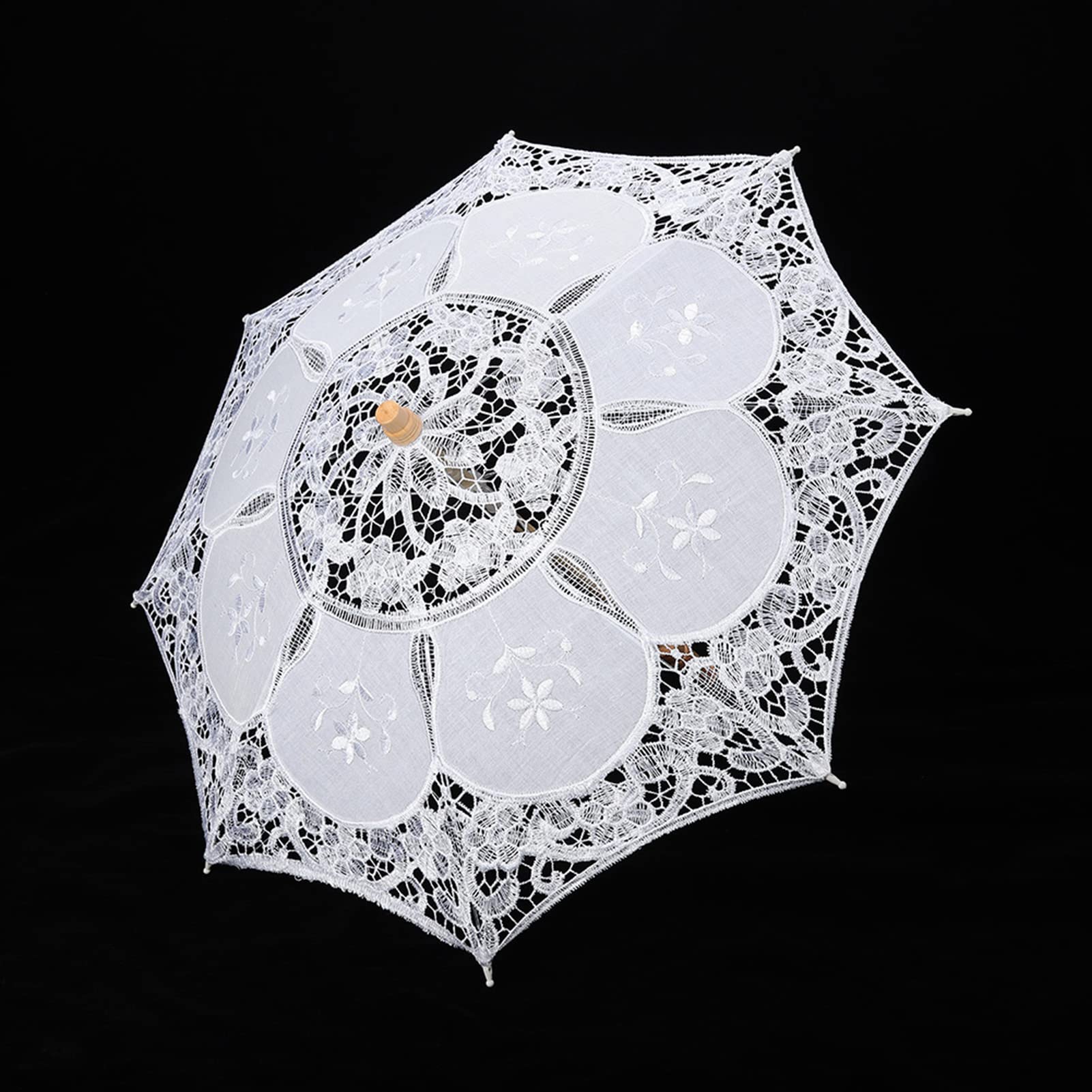 Ręcznie robiony kwiat haftowany Parasol ślubna fotografia panny młodej Parasol jedwabny materiał/169(White,Large)