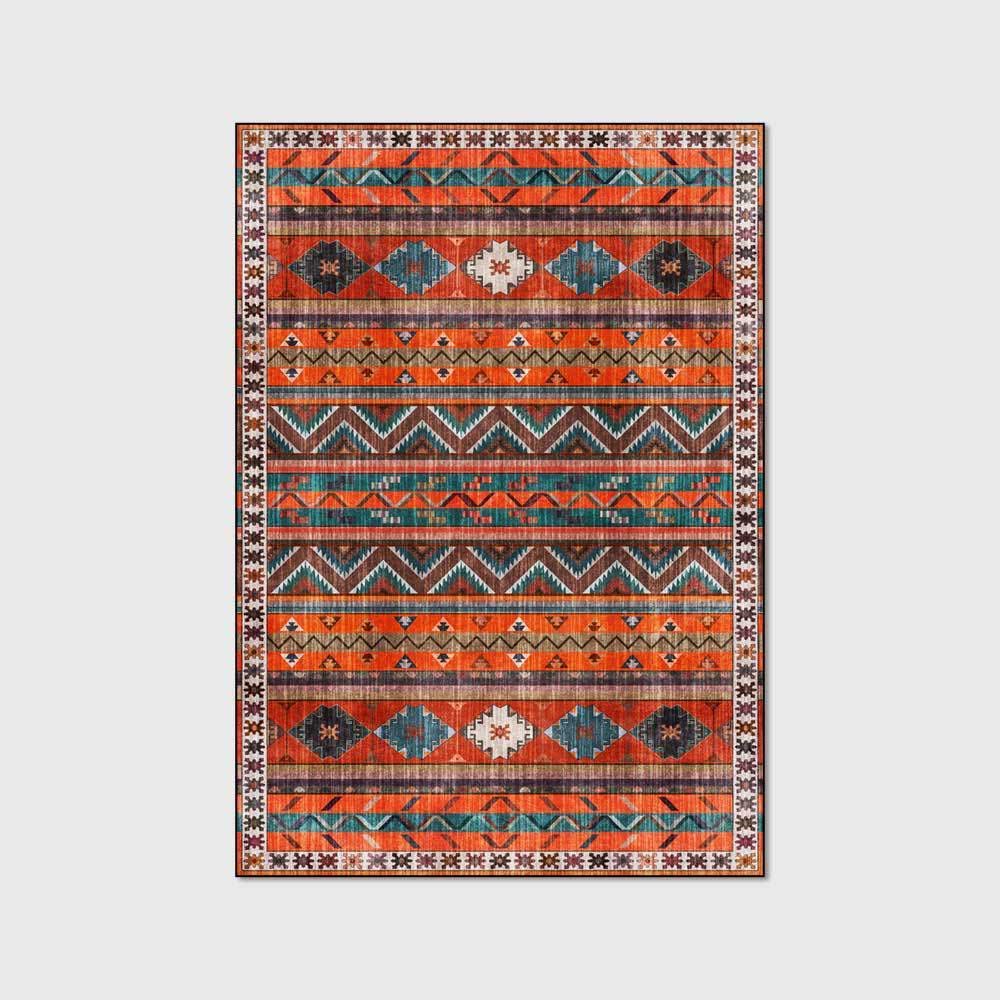 Dywanik bardzo duże prostokątne dywany retro paski ciemnopomarańczowy czerwony do salonu sypialni kuchni dywan 100 x 160 cm