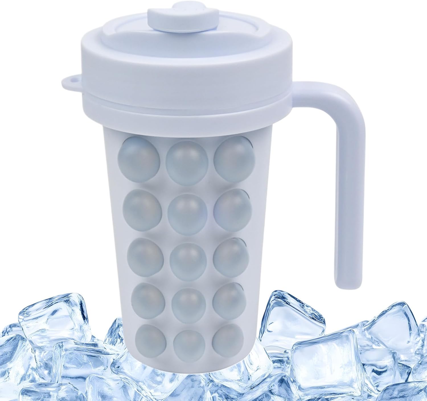 Ice Cup Mold | Kitchen Juicer with Freezer Straw – Presser Foot with Stainless Steel Interior for Cocktails, Tea, Coffee, Home, Picnic, Camping, Family Gatherings