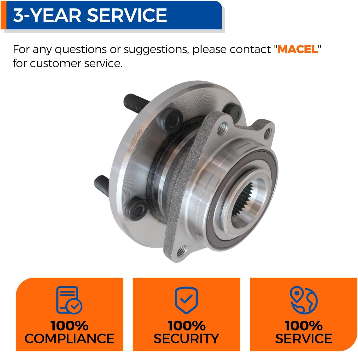 MACEL 513263 Front Wheel Bearing Hub Assembly Fit for Chrysler 200 2011-2014, Sebring 2007-2010, Dodge Avenger 2008-2014, Caliber 2009-2009 w/ABS