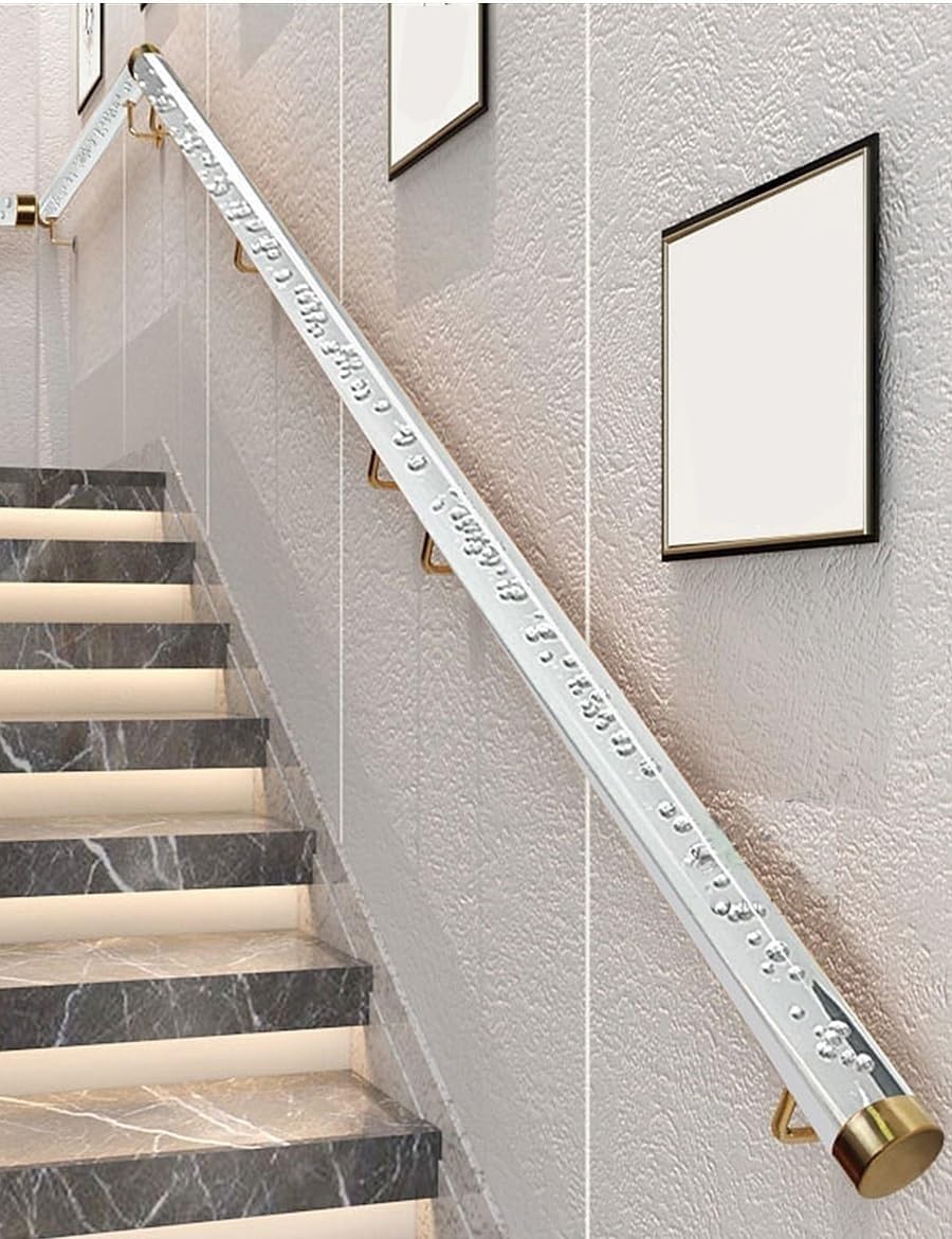 Slish Easy Inll Barre en acrylique C avec supports argentés et extrémité C Disponible en 0,9 m à 6,1 m pour intérieur