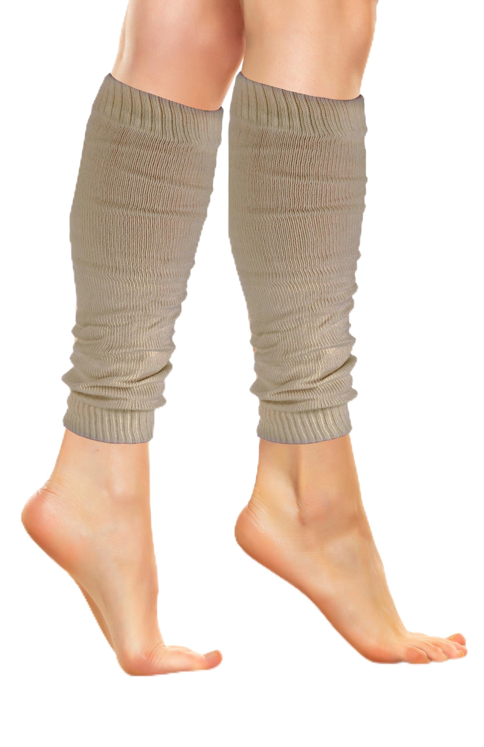Women's Knee-High Cable Knit Ribbed Leg Warmers, Cozy & Stylish for Cold Weather - Foto 7 di 7