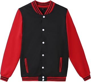 Mowbeat Unisex Varsity Baseball Jacket - Long Sleeve Loose Fit Bomber for Men Women, Casual Sporty Outwear Multiple Colors Sizes