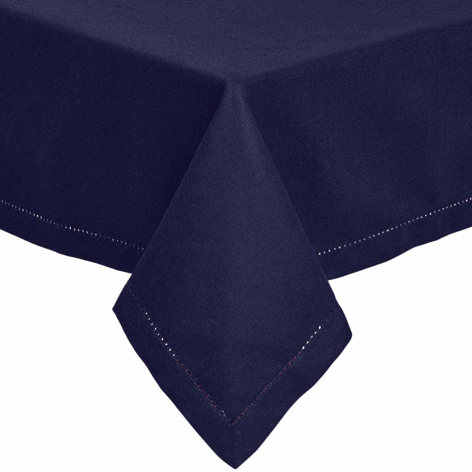Homescapes Plain Cotton Tablecloth, 178cm x 300cm in Navy
