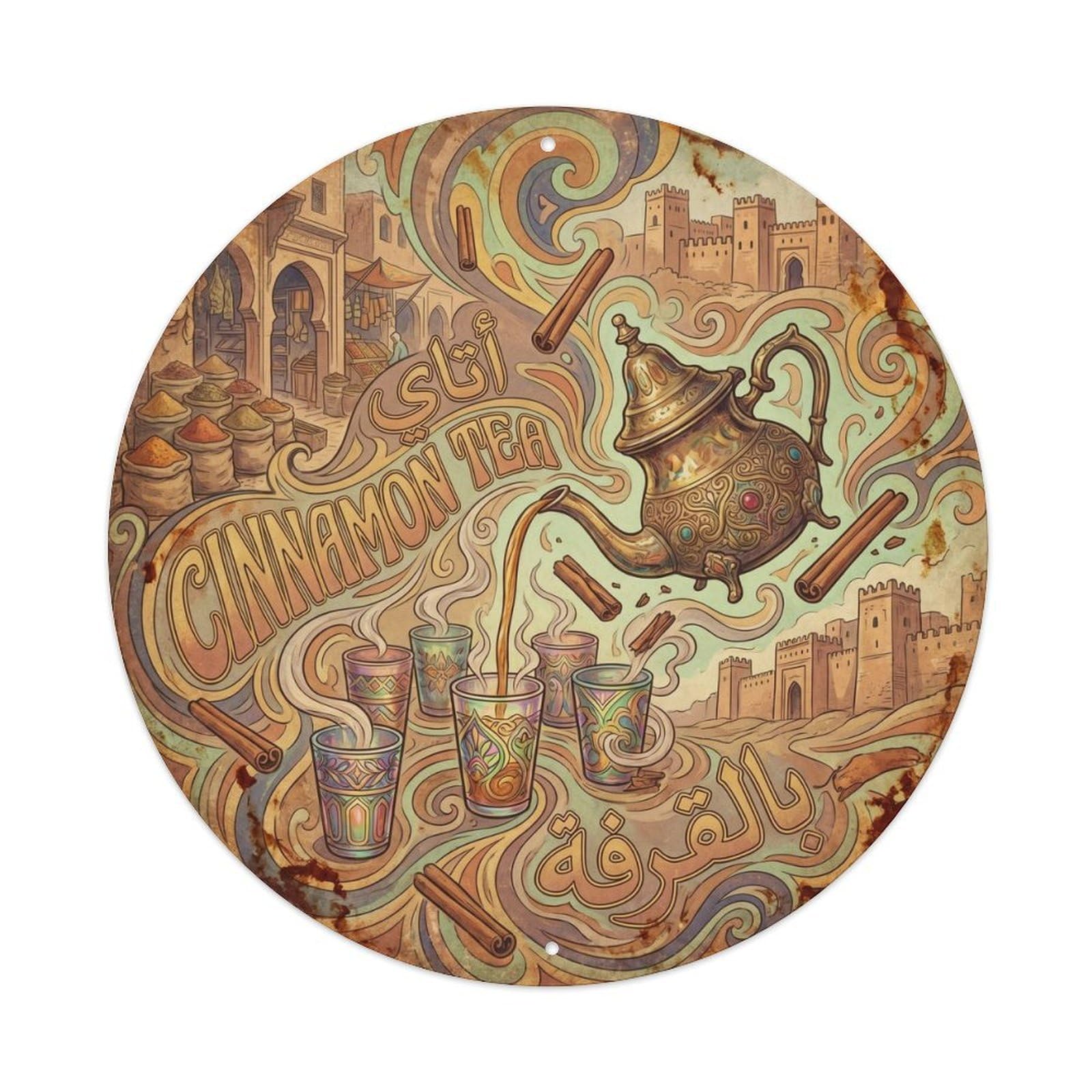 Tea Beverage Moroccan Travel Afternoon Brew Psychedelic Metal Tin Sign