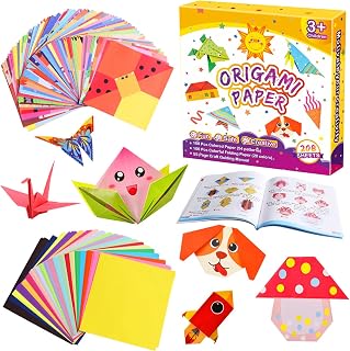 Pigipigi Kids Craft Origami Paper Kit for Kids Ages 5-8 8-12, with Guiding Book, 208 Sheets DIY Art and Crafts Supplies, Colorful Folding Papers Set Projects Gifts Activity for Boy Girl Toys(Cartoon)