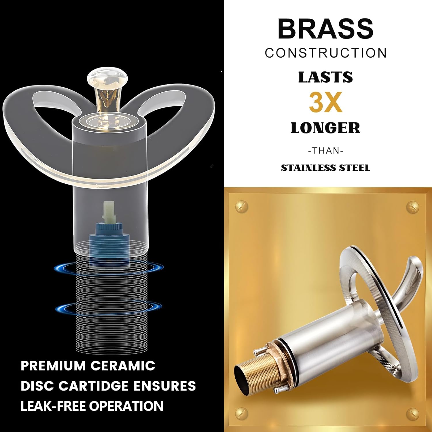 Brushed Nickel Bathroom Faucet, Waterfall Single Handle Bathroom Faucets, Unique Single Hole Faucet with Deck Plate for 3 Hole Bathroom Sink - Image 7