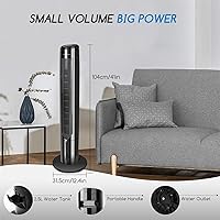 Vista 9 de Ventilador de torre con control remoto, humidificador de habitación evaporador refrescante oscilante silencioso sin paletas, tanque de agua