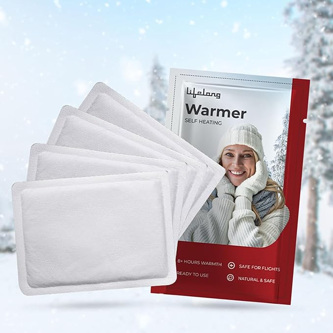 Lifelong Hand Warmers | Air-Activated Heat Packs for Men & Women | Instant Travel Warmer for Winters | Heat-Patches for Camping, Trekking & Holidays | Long-Lasting Winter Essentials (Pack of 4)