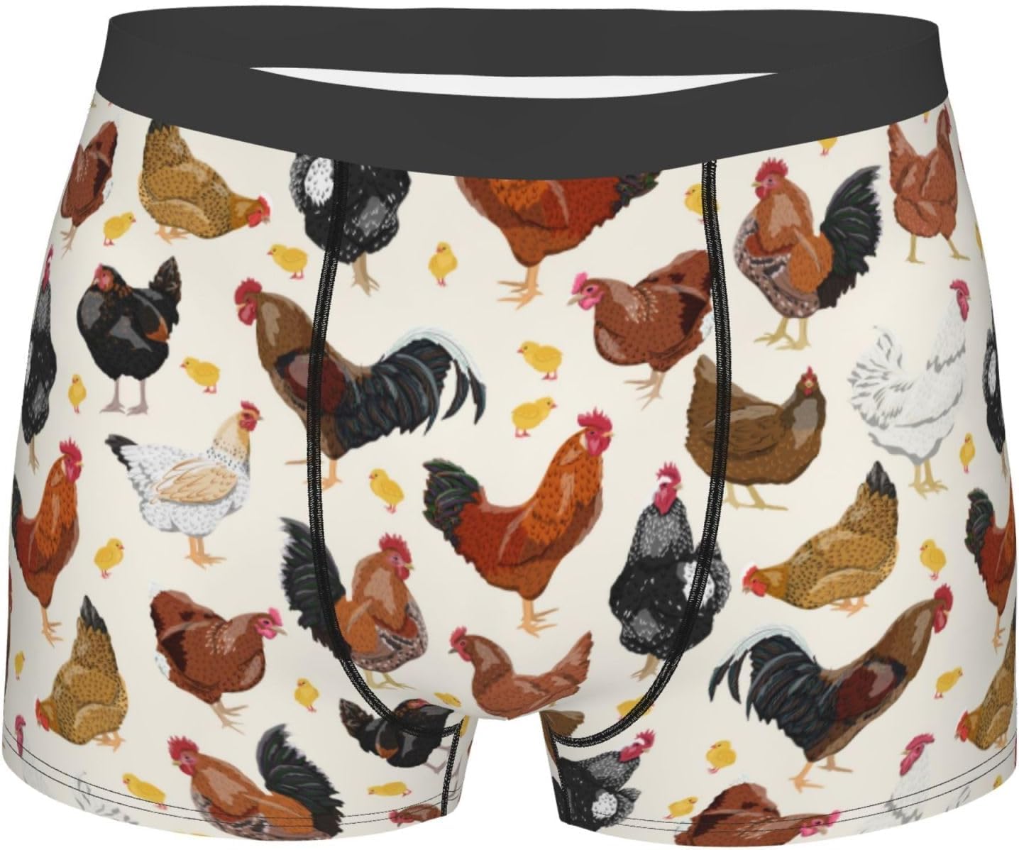 Melbrakin Men's Roosters And Chickens Underwear For Comfy Cozy Holiday Boxer Briefs
