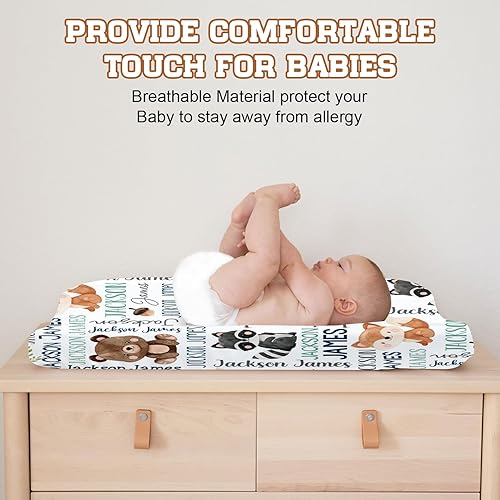 Miniatura 6 de Funda personalizada para cambiador para niños pequeños, 2 piezas, cómodas fundas para cambiador con temática de animales, para bebés, niños y niñas,
