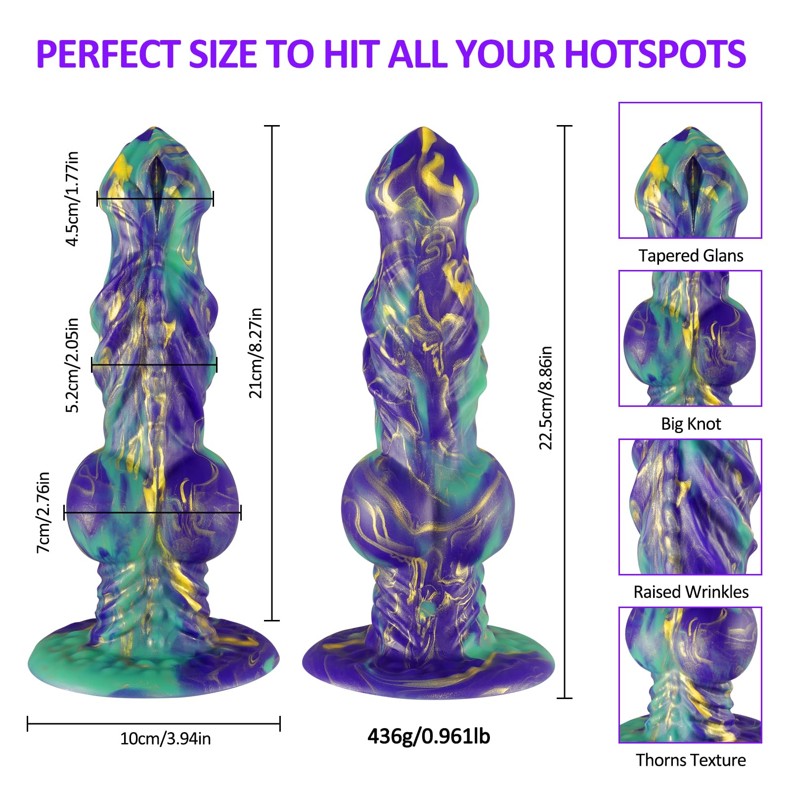 23cm Gode Vibrant Monstre Sex Toys,Godemichets Vibrateur Fantaisie Stimulateur point G,Gros Plug Anal Silicone épais,Masseur de Prostate Vibromasseurs Feminin à Distance et Ventouse pour Femme Homme