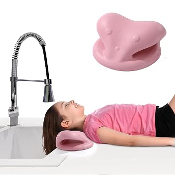 MABOZOO Hair Washing Station for Kids, Sink Hair Washing Neck Pillow for Kids Wash Time, Ergonomic Kids Hair Washing Station Shampoo Station for Sink Pink