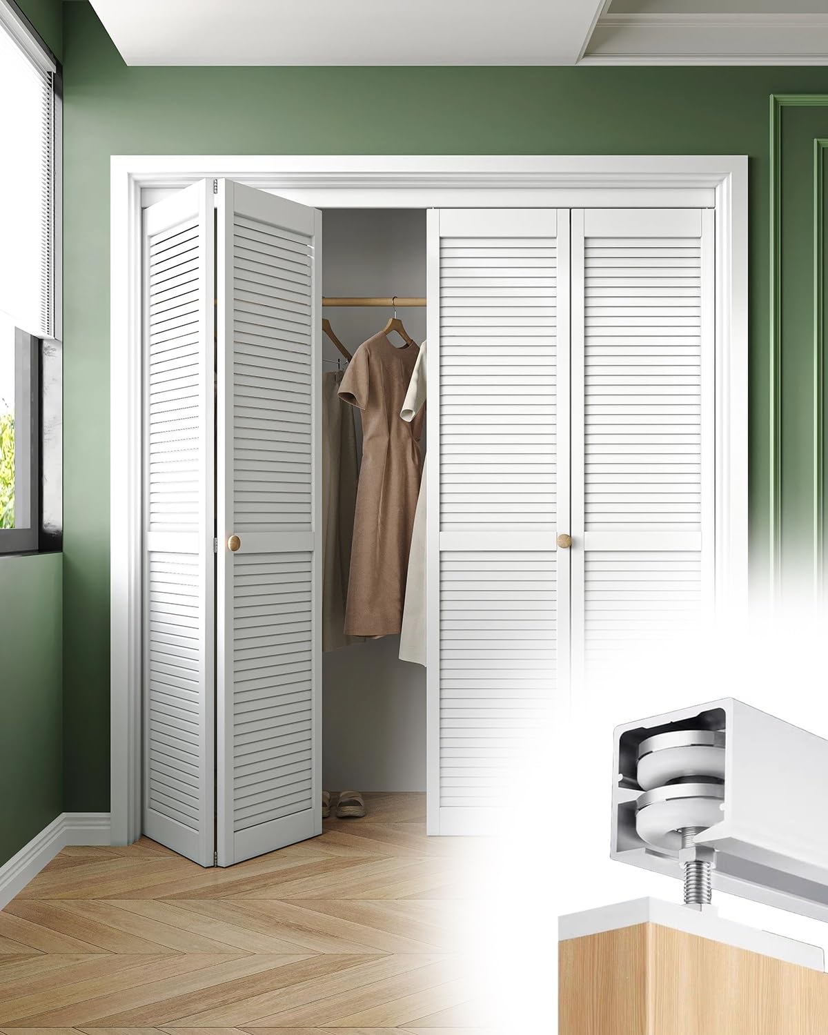 Rail de porte pliable réglable pour placard de cuisine
