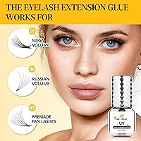 Vista 7 de Pegamento de extensión de pestañas UV de 0.1 fl oz, pegamento de pestañas extra fuerte, pegamento de pestañas UV, 20 almohadillas de doble ojo