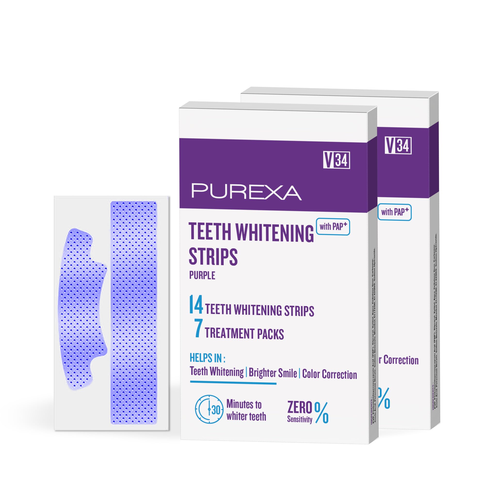 V34 Teeth Whitening Strips with PAP+ (Pack of 2) – 7 Strips for 14 Applications | Enamel-Safe & Sensitivity-Friendly | Removes Tea, Coffee & Smoking Stains | Suitable for Men & Women-picture-27