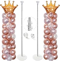 Vista 1 de Juego de 2 soportes de columna para globos, kit de arco de globos ajustable de 7 pies de altura, soporte de globo telescópico de metal, fiesta