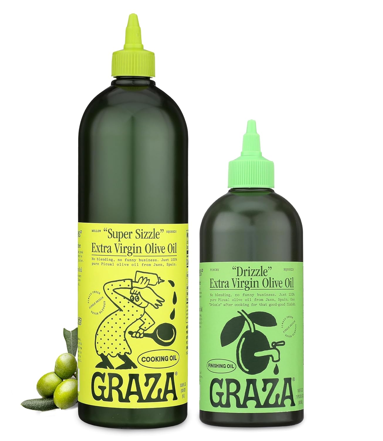 Graza Extra Virgin Olive Oil Bundle - Drizzle Finishing (500ml) & Sizzle Cooking Oil (1L)