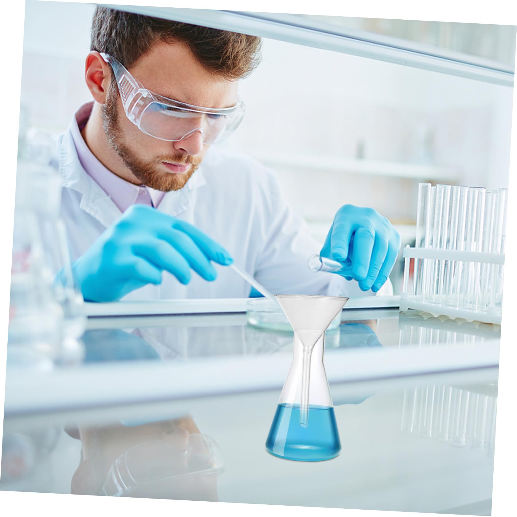 Imbuto in Vetro a Tubo Breve per Laboratorio, Resistente Agli Shock Termici, Riutilizzabile, 4 Pezzi per Trasferimento Preciso di Essenze ed Estratti in Piccole Bottiglie